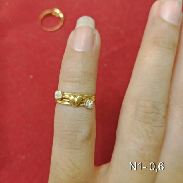 Cincin anak No 1 anak dan dewasa emas asli kadar 700 70% 22 1 satu g gr gram batu akik merah delim rantai merica