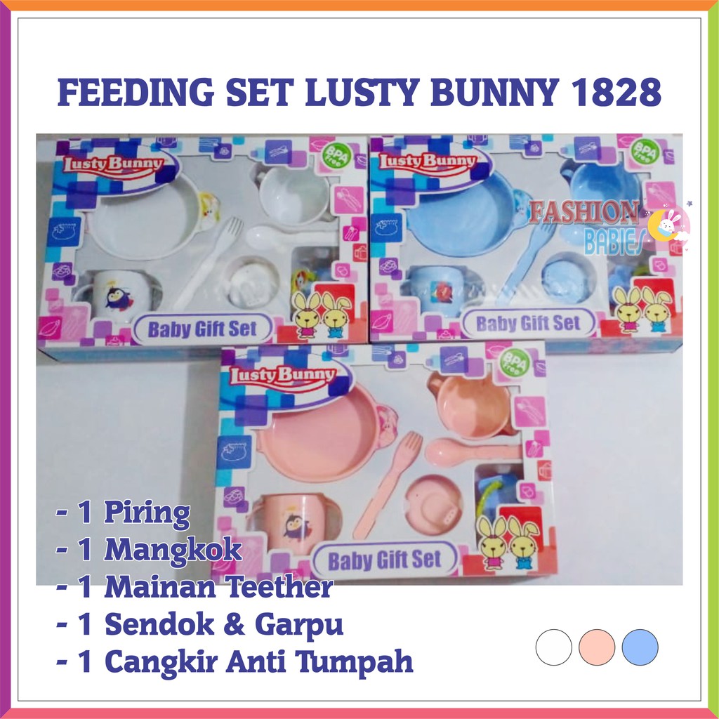 LUSTY BUNNY SET 7 IN 1 / FEEDING SET LB 1828 / TEMPAT MAKAN SET BAYI / KADO