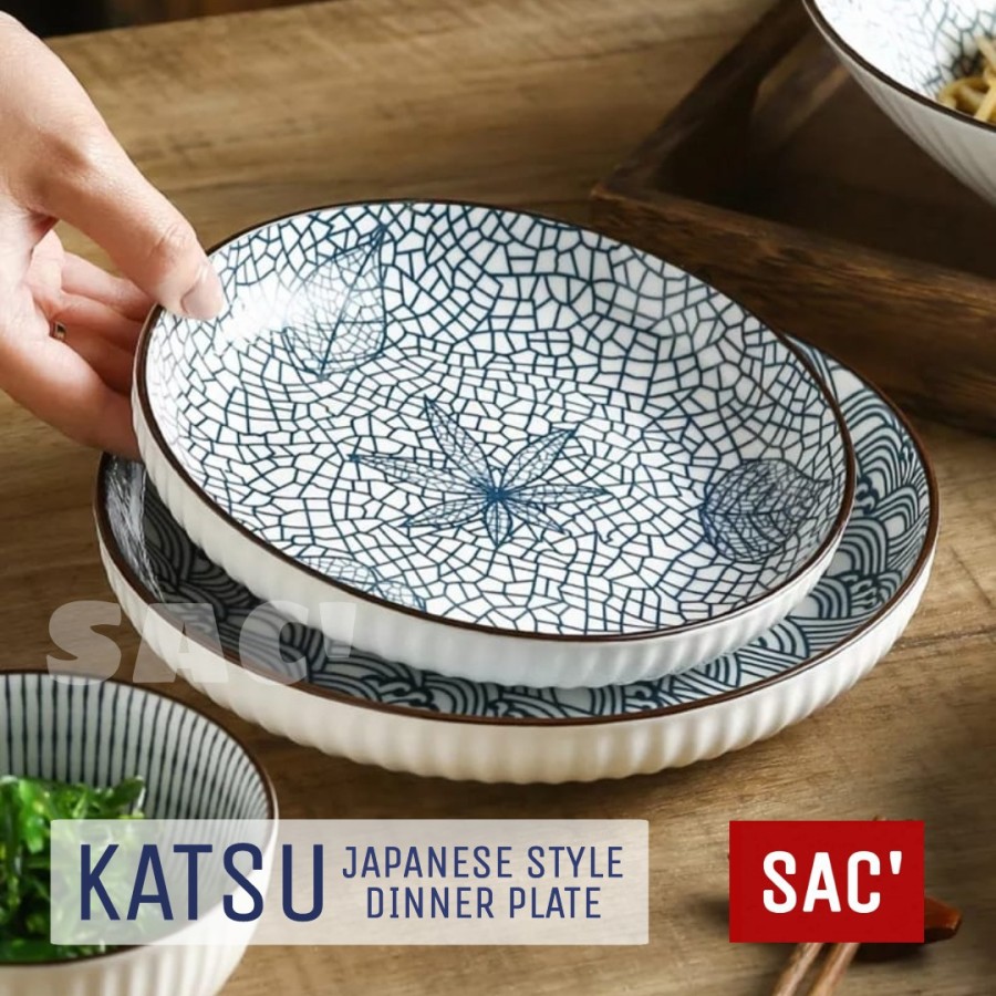KATSU Japanese Style Dinner Plate Porcelain Mangkuk Piring Makan Ala Jepang