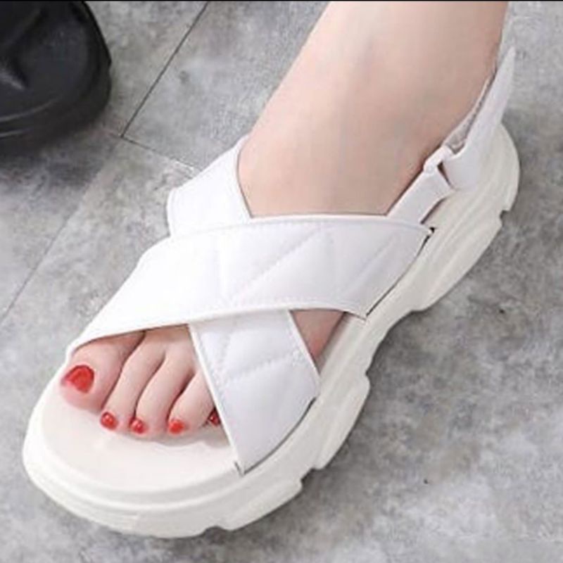 0Sandal Gunung Tali Silang Platform Jelly Sol Tebal 2201 TBGNX