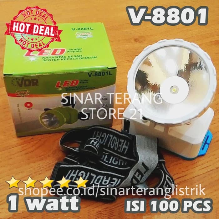 Senter Kepala LED VDR V8801 KEPALA BESAR Headlamp Charge Isi Ulang