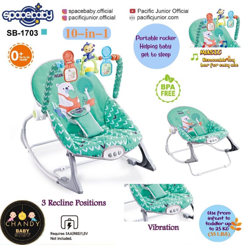 BOUNCER SPACE BABY ZX 1803 (10 IN 1), BOUNCER SPACE BABY SB 1703 (10 IN 1), SMARTSTART 10 IN 1 INFANT TO TODDLER ROCKER