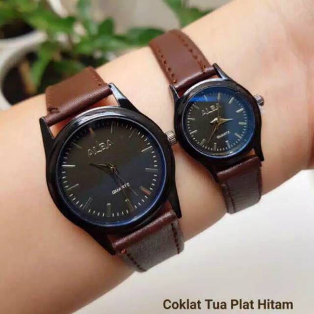 Jam Tangan Couple Alba Strap Kulit