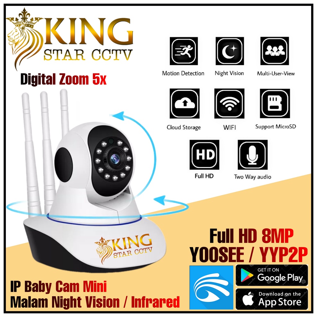 IP Camera 1080P Yoosee Cam CCTV 3 Antena Wireless Kamera Antena Wifi