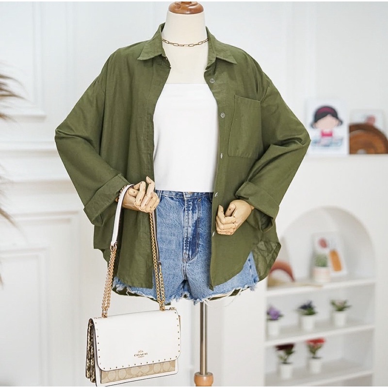 BEFAST - ZFS OOTD Wanita Kemeja MERRY / KEMEJA OVERSIZE LINEN SHIRT POCKET KANTONG / Kemeja Polos Lengan Panjang / Kem Casual Wanita / Fashion Wanita Remaja Formal / OOTD Wanita Kerja / Terlaris / Termurah / Kemeja Banyak Warna / Terbaru 2022
