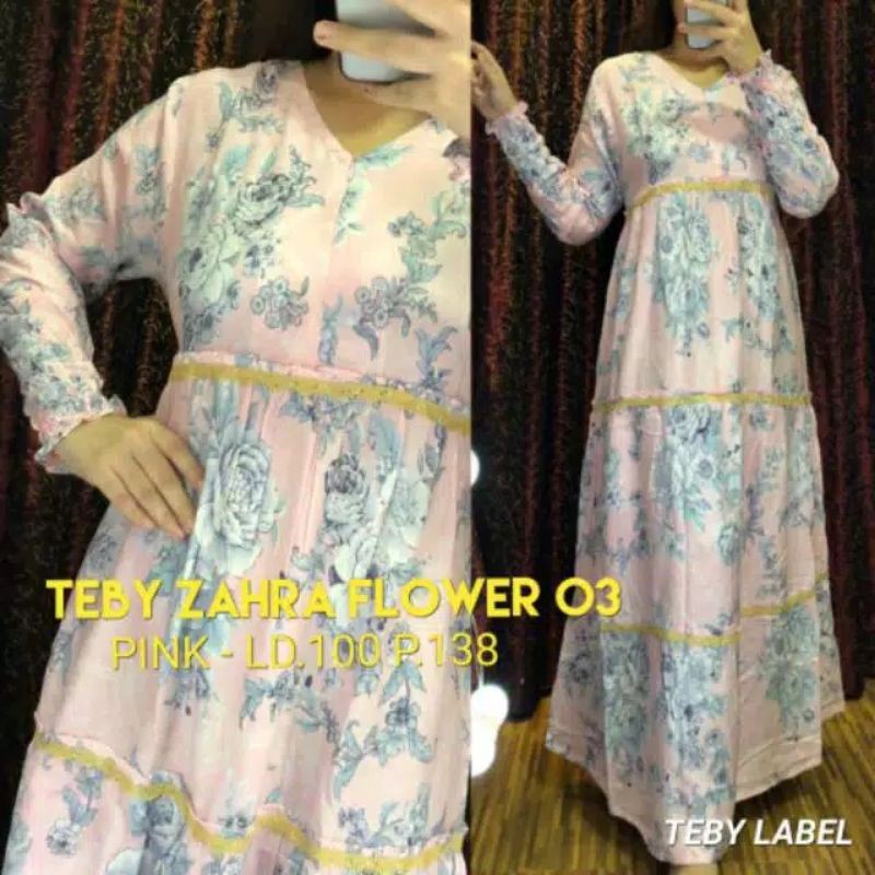 Daster Arab Teby Zahra Flower 03 / Gamis Arab Teby Zahra Flower 03