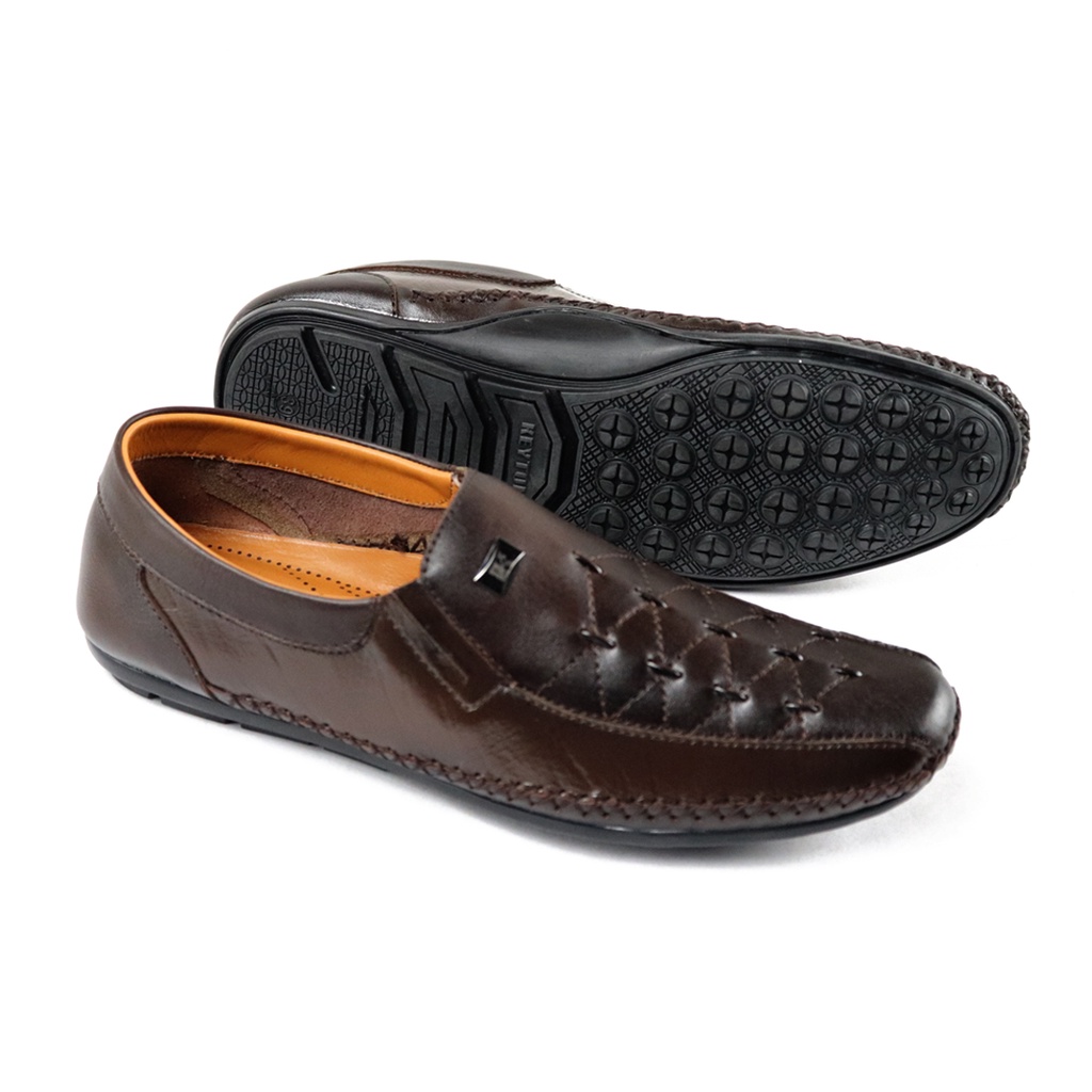 Sepatu Pria Slip On Loafer Pantofel Kasual Kulit Asli KEYTON JLS963 Original