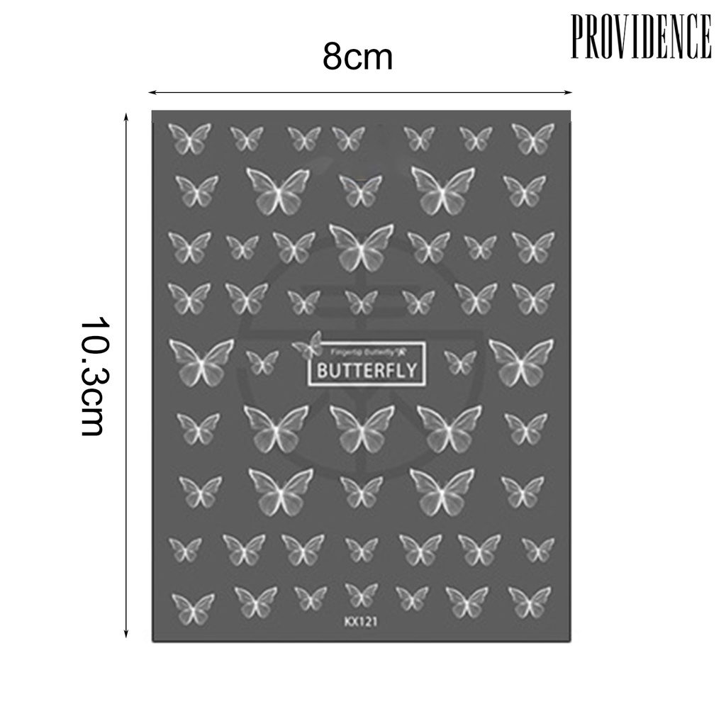 Providence Manicure Decal Universal Compact Easy to Use White Butterfly Nail Art Transfer Sticker for Women