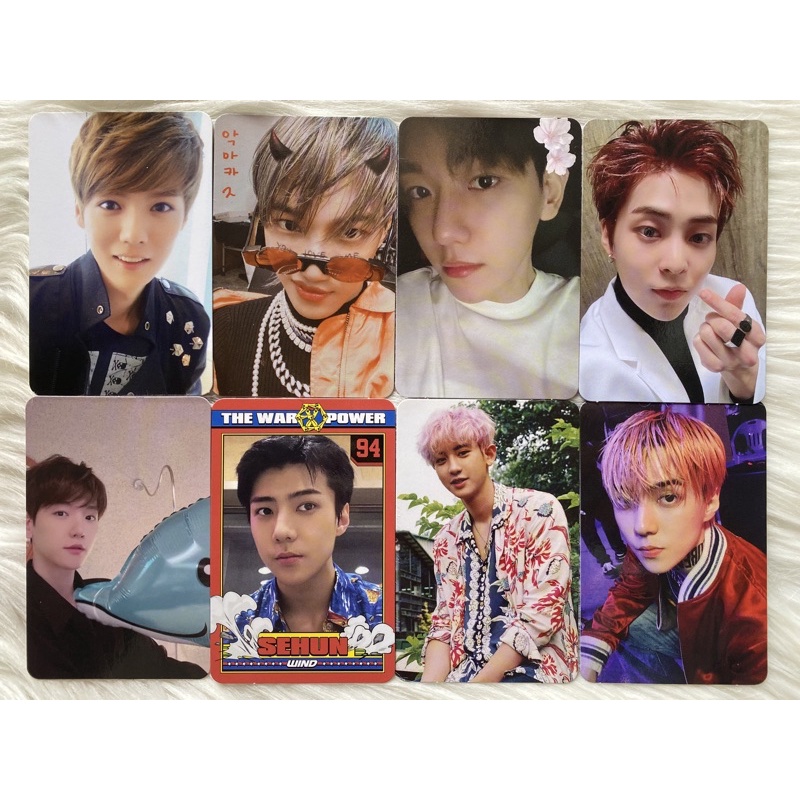 Photocard Baekhyun & Sehun Power, Chanyeol Kokobop, Luhan MAMA B Korpress, Xiumin Love Shot EXO