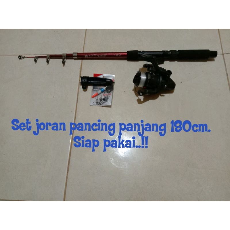 Set joran pancing panjang 180cm siap pakai/set joran pancing murah dan praktis