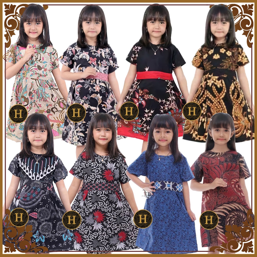 Dress / Dres Tunik Batik Anak Perempuan Cewek Berkualitas Motif (1-8) 1-12 Tahun