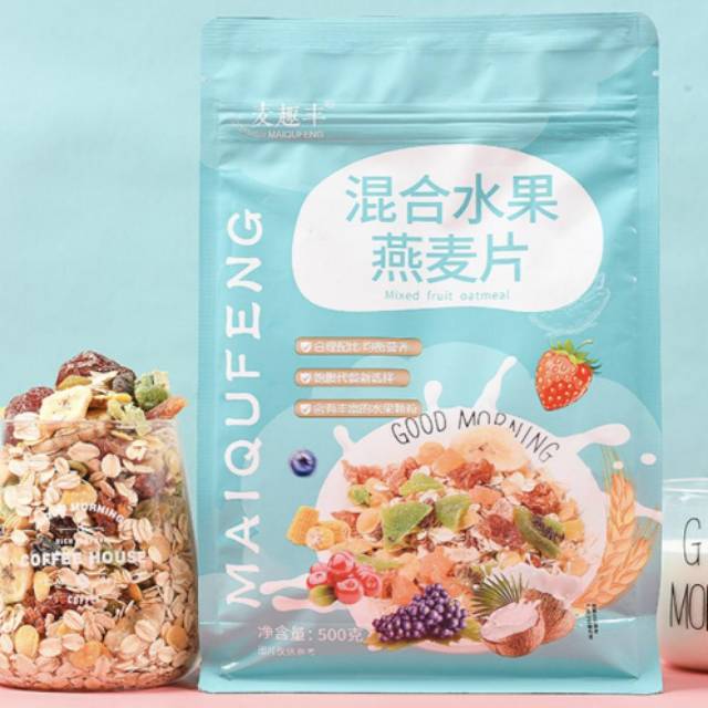

Mixed fruit oatmeal 500gr sarapan sehat halal / Granola/sereal