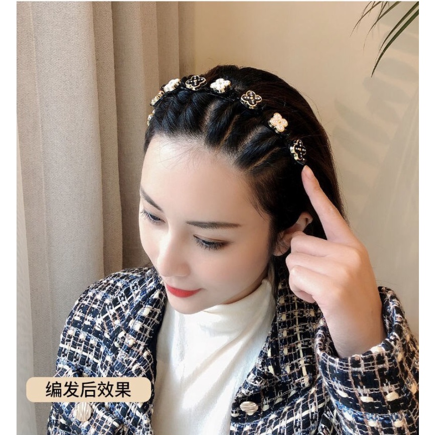 Bando Jepit Kepang Korea Fashion Bandana Rambut Wanita Headband Aksesoris Head Band HIGH QUALITY