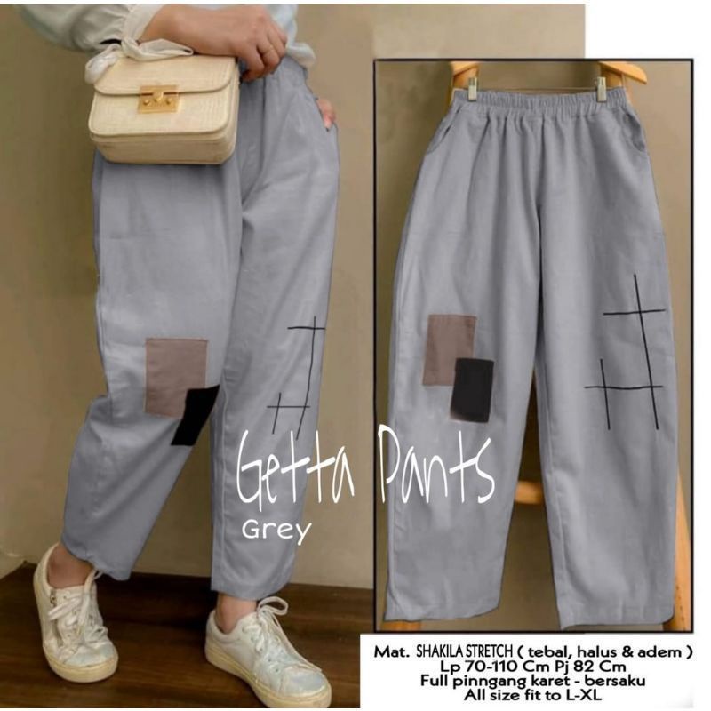 GUMI PANTS / GETTA PANTS / CELANA KOREA / CELANA WANITA / MOTIF BORDIR / BAHAN