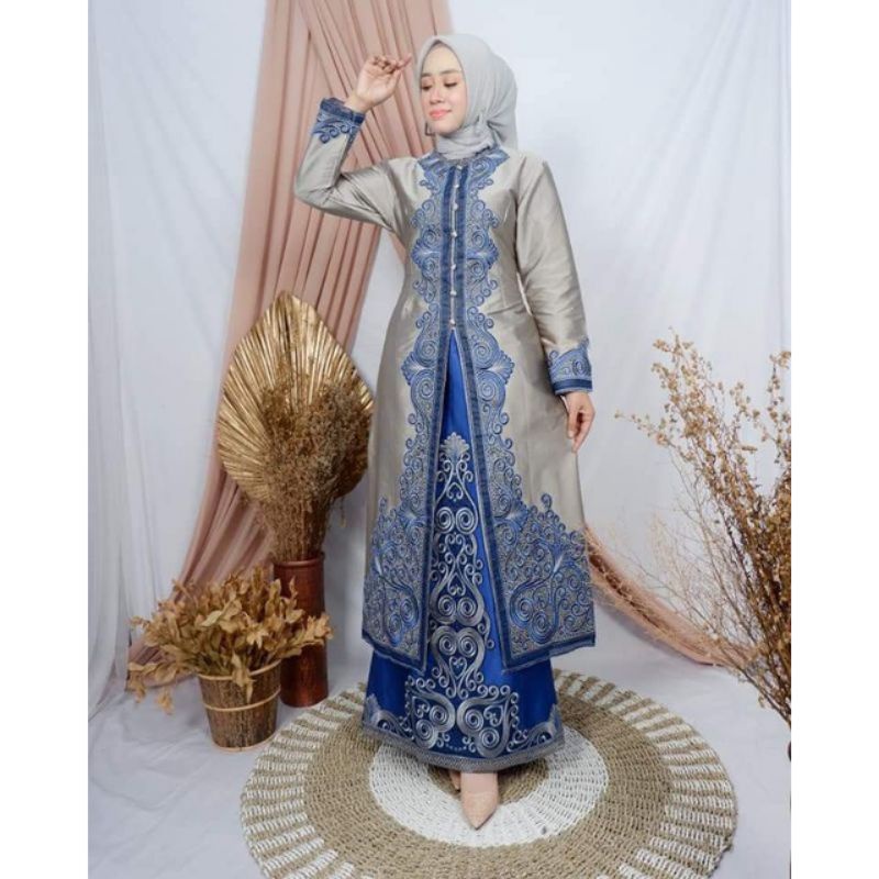 Stelan Tunik tafeta| Set Rok Tunik Kebaya Busui Frendly| Set Kebaya Kondangan| Set Rok Kupu - Kupu| Setelan Tunik Rok Kebaya| Kebaya Mewah| Setelan Kebaya Pesta Mewah| Set Tunik Melayu