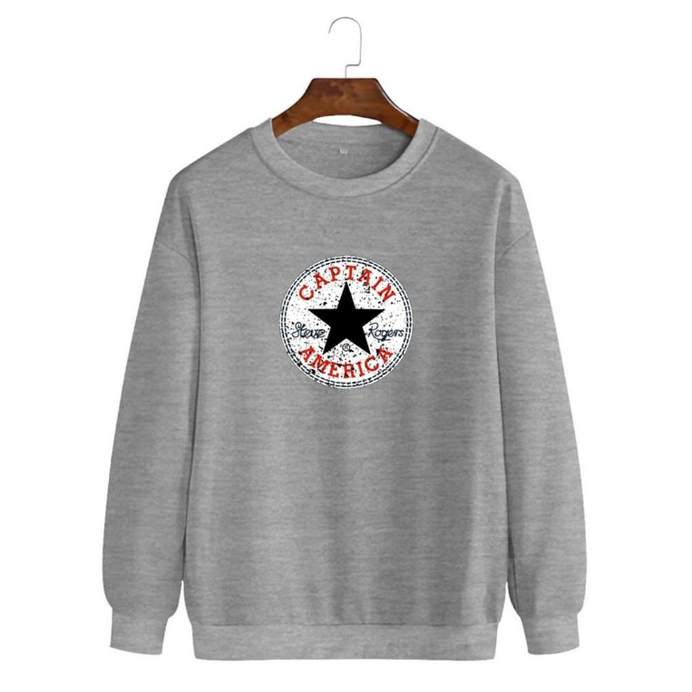 Noveli wear - Sweatshirt roughneck | sweater crewneck basic unisex distro berkualitas sablon digital Captain america