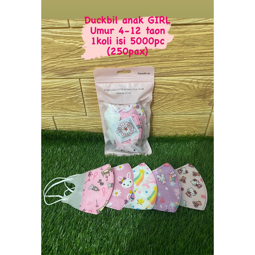 Maker Duckbil Surgical Anak Karakter/Masker Duckbil Kids Motif Isi 10 pcs Masker Duckbil 3ply Motif Kartun