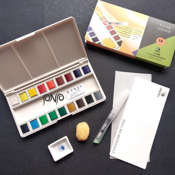 

air-cat- maries watercolour pocket box set 18 solid watercolor cake -cat-air.