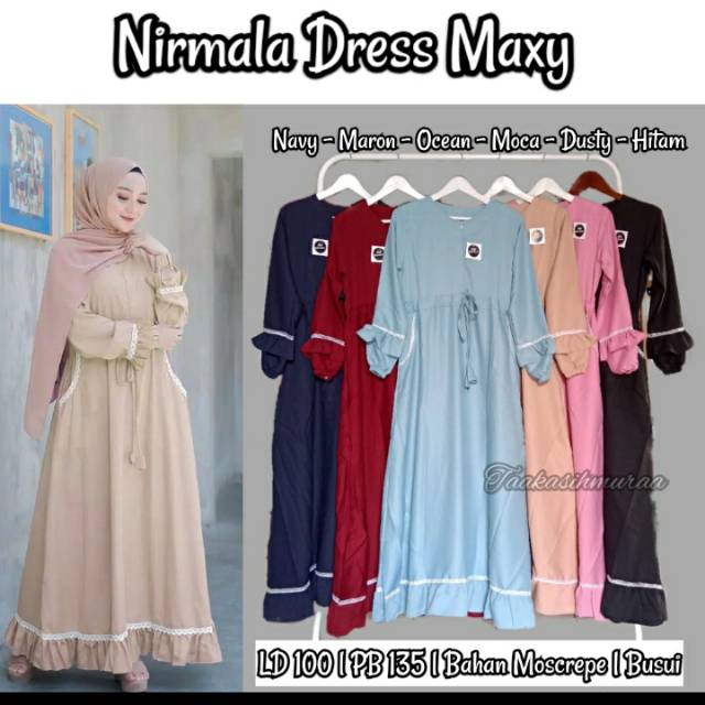 Nirmala Dress  / Fashion Muslim Terbaru / Baju Wanita Dress Muslimah