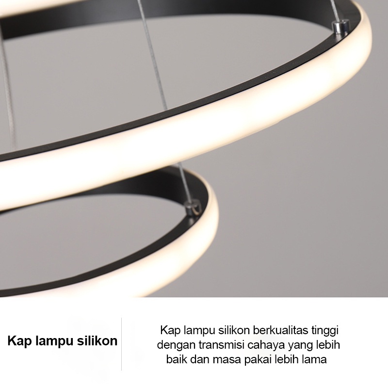 Golden LED Lampu Gantung 3 Ring Minimalis Modern