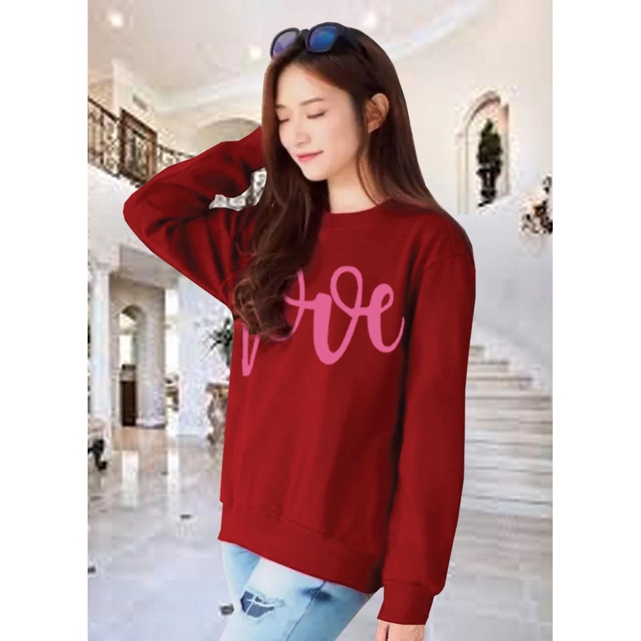 Kaos Lengan Panjang LOVE BARU / Kaos Sweatshirt / Atasan Wanita / Atasan Wanita Lengan Panjang