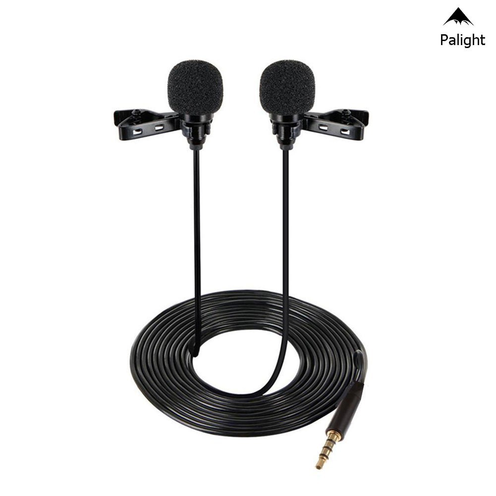 Mini Lavalier double Microphone Dual Headed Recording Clip On Mic for Tablet