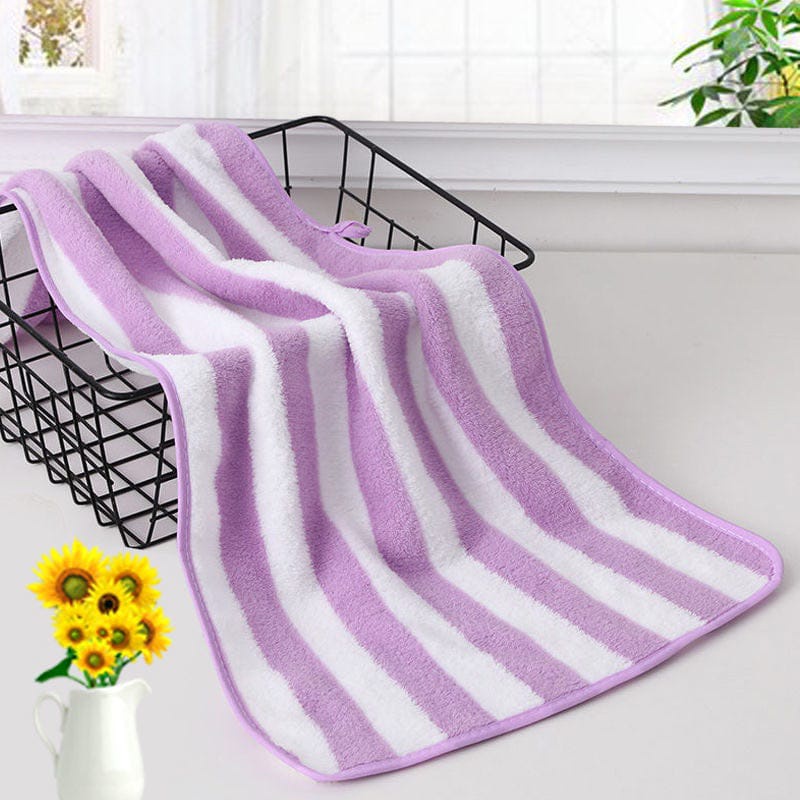 [BAYAR DITEMPAT] Handuk Microfiber Bulu Salur Garis Lembut Super Serap Air Premium SIZE 35 X 75CM