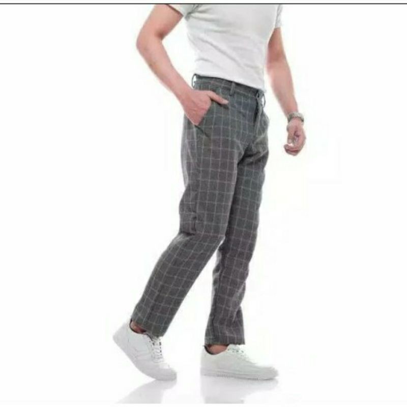 CELANA TARTAN SALUR PRIA/CELANA GARIS/CELANA CINO PRIA/CELANA LOTAK