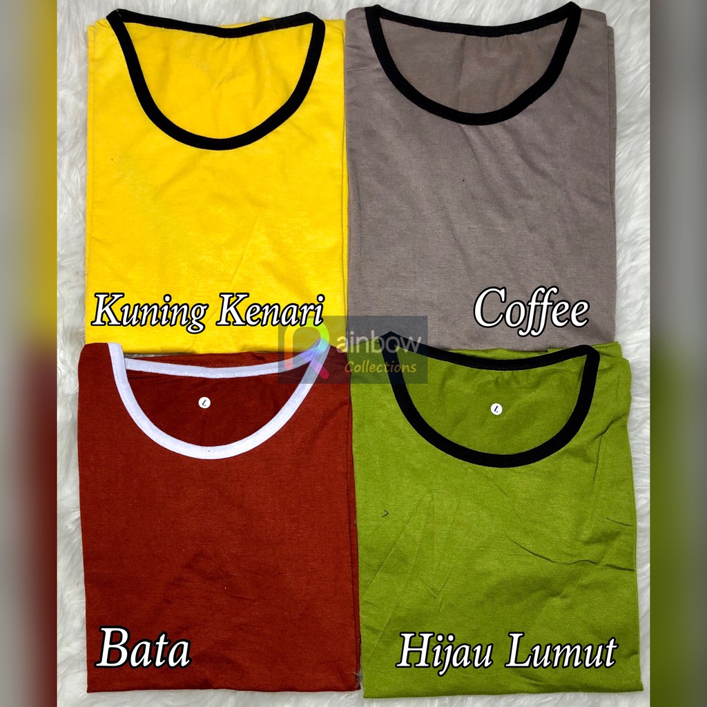 RAINBOW - KAOS RINGER TEE POLOS UKURAN BESAR FIT L / XL