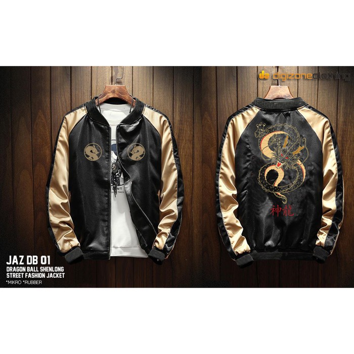 Jaket Pria Sukajan Yakuza Jepang Waterproof Distro Anime Dragon Ball Sablon Bordir - JAZ DB 01