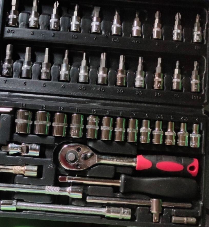 Obeng Kunci Sok Isi 46 Pcs Soket Kunci Pas Soket Kombinasi Multifungsi Untuk Peralatan Reparasi