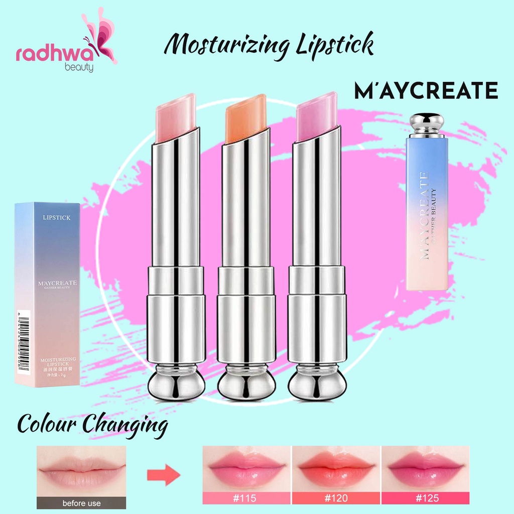 Maycreate Lipstik Warna Bibir / Mycreate Moisturizing Lipstick Color Changing / Pelembab Bibir Lipbalm