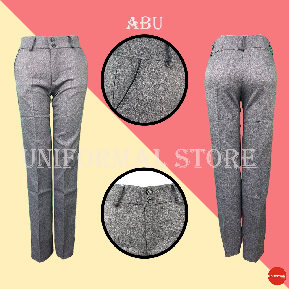 Celana Bahan Wanita Kerja List Saku Ukuran S - 5L Bahan Gabardine Premium Hitam Cream Abu Mocca / Dasar / Formal / Kantor / Kantoran / Lurus / Celana Bahan Termurah / Terlaris Murah