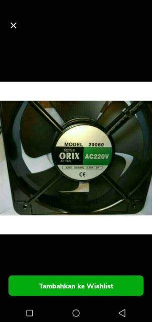 fan orix 20cm ac 220v bahan bering kipas angin listrik