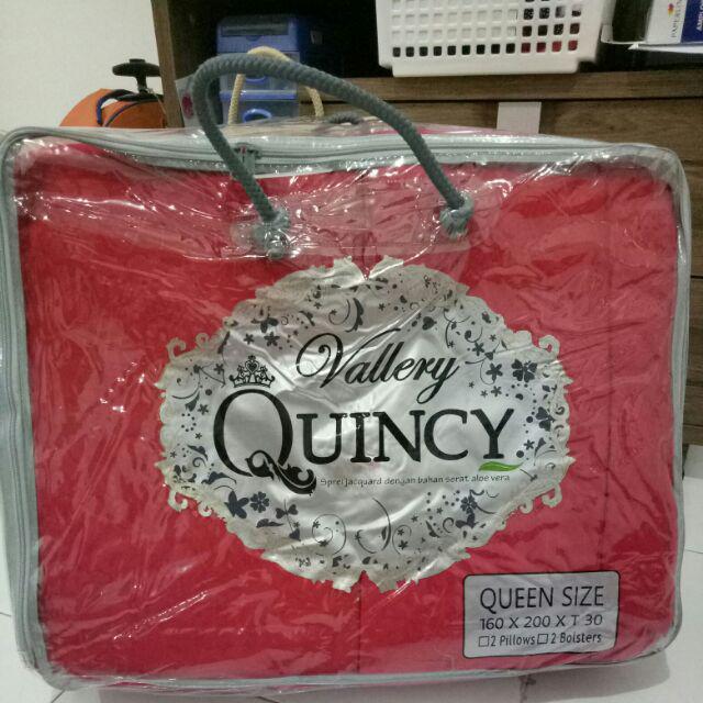 Bedcover + Sprei Polos 160x200 Tinggi 30 Quincy Vallery Warna Merah - Queen 160 - Internal - Bc Val