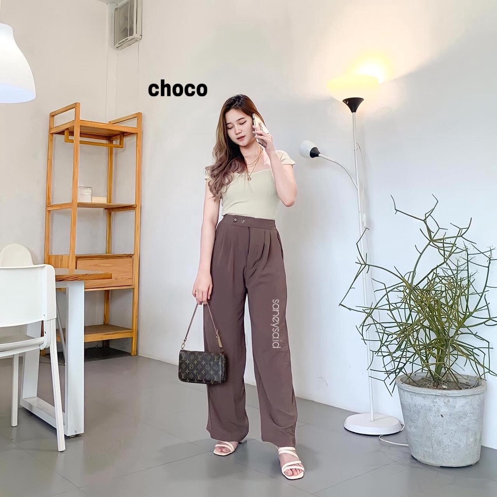 Loose Pants Crinkle Highwaist Wanita - Celana Kulot Wanita - Celana Kantor Formal - Celana Korean Trousers -Celana Anti Kusut - Celana Kerja Wanita