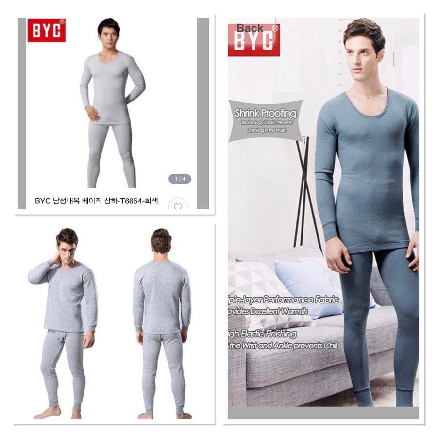 BYC Mens Body Heat Cold Weather Winter Thermal Long John Underwear Set