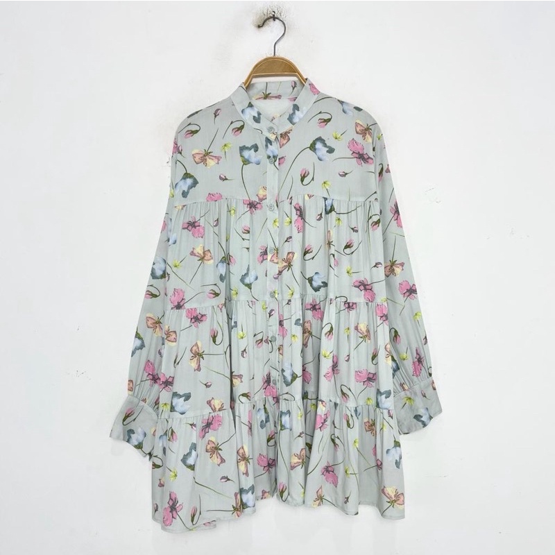 Kemeja Wanita Casual Lengan Panjang Model Longgar Versi Korea Motif / kemeja fazza fashion-Foto 5