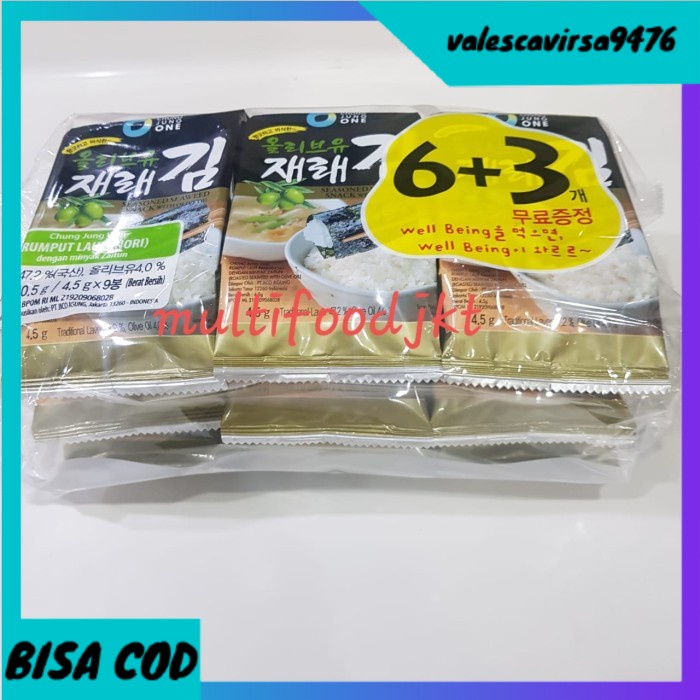 

⭐BISA COD⭐ Seaweed chung jung one 6+3 olive oil korea / nori rumput laut ch