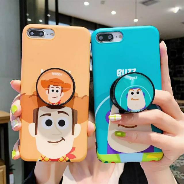 Orange Woody Blue Buzz Toy Story Popsocket Cute Soft Case iPhone 6/6+/6s/6s+/7/7+/8/8+/X/Xs/Max/Xr