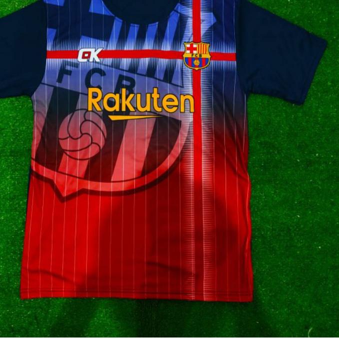 Stelan Bola//Baju Bola Barca Printing Dewasa 1 Set Celana Size M-L-XL 