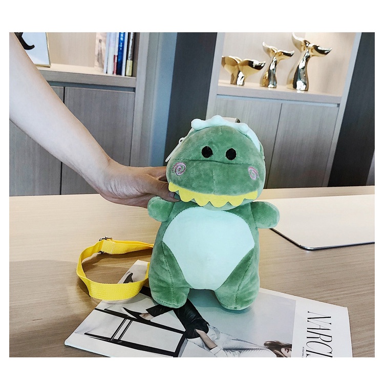 Tas Dino Tas Boneka Motif Dinosaurus Tas Selempang Bahu Kartun Dinosaurus/Tas Dinosaurus Boneka Selempang Dino Import / Tas Dino Bahan Plush Bentuk Kartun Dinosaurus Gaya Korea [KIRIM DARI JAKARTA]