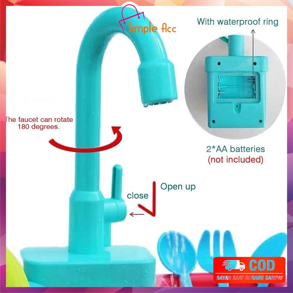 ~COD~ DO-M31 M109 Mainan Anak Kitchen Sink Tempat Cuci Piring Set Mainan Wastafel BISA KELUAR AIR-4