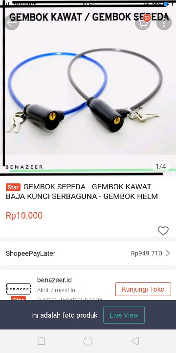 Gembok Sepeda - Gembok Kawat Baja Kunci Serbaguna - Gembok Helm 65cm