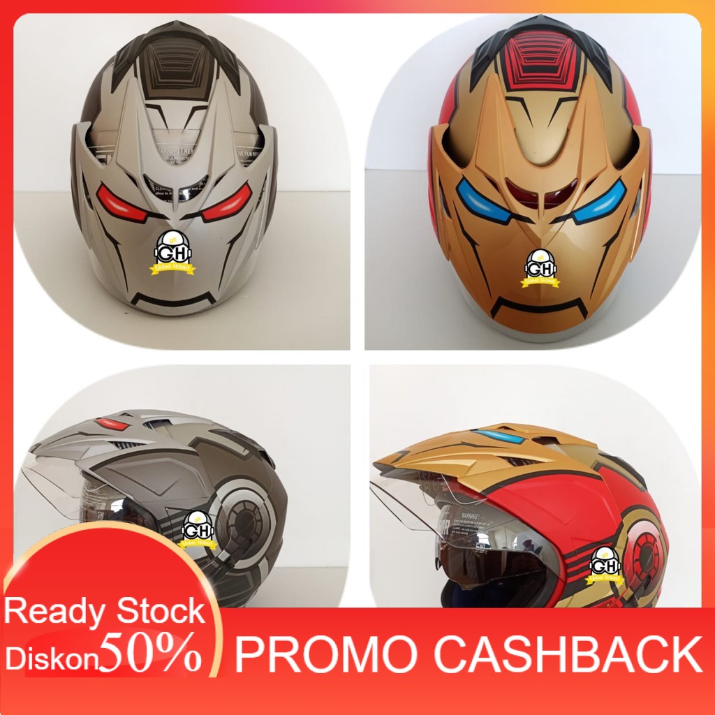 11.11 HELM JARVIS IRONMAN AVENGERS HELMET DUA KACA MURAH HELMET DOUBLE VISOR MURAH HELMET DEWASA MUR
