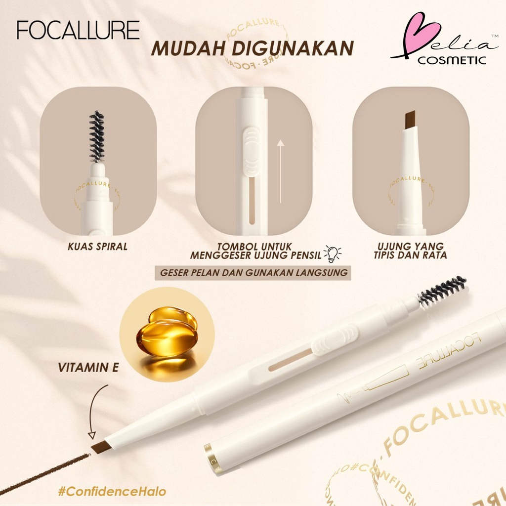 ❤ BELIA ❤ FOCALLURE Silky Shaping Eyebrow Pencil FA202 | Tahan Air Sliding Pensil alis-Makeup | Eyebrow Pen | Pensil Alis | BPOM