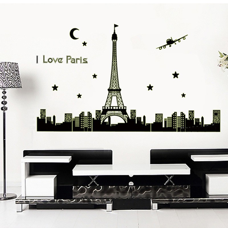 RELIZA Wallsticker GLOW UN THE DARK 60X90 I LOVE PARIS ABQ9602 STIKER DINDING / HIASAN DINDING ku