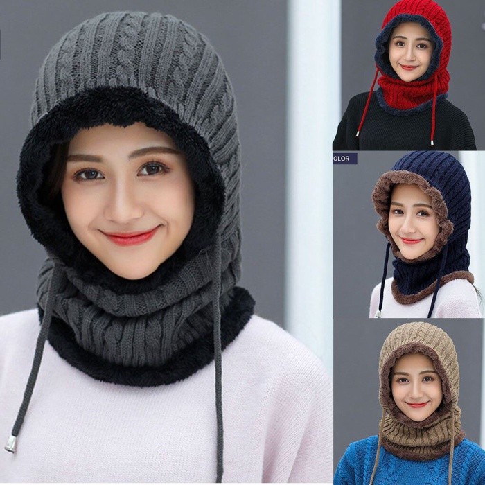 Topi syal masker musim dinginWinter hijab hat scarf