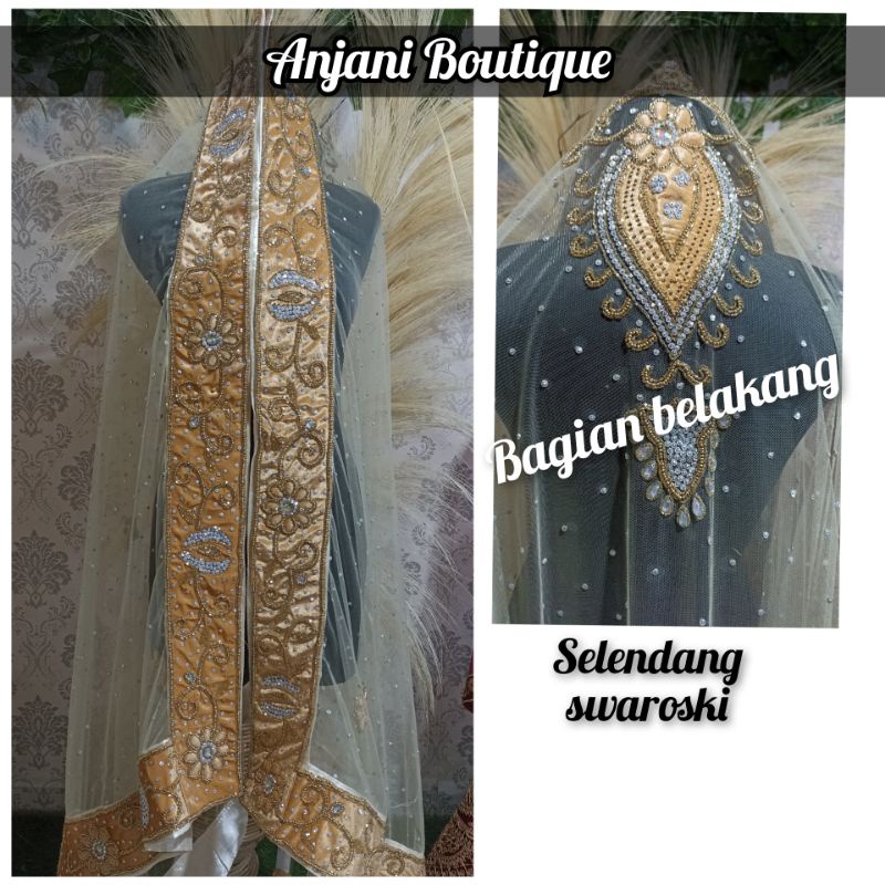 Selendang india ori / dupatta india / selendang pengantin indial-Selendang swaroski