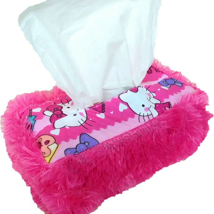 Tempat Tissue Sarung Tissue Bulu Rasfur / Tempat Penyimpanan Tissue Karakter Murah / TS-56